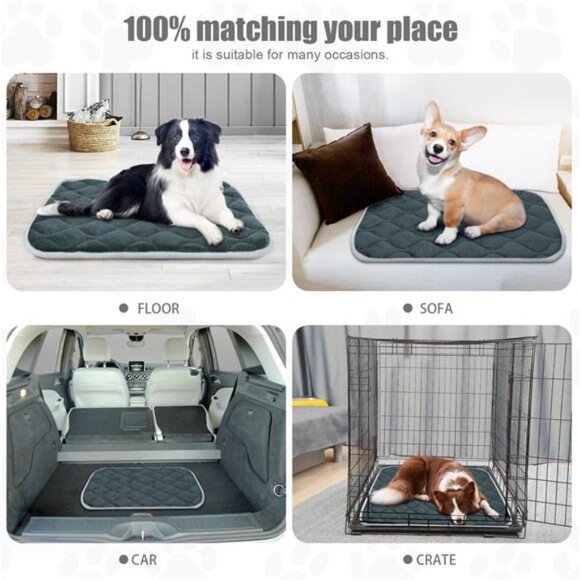 Dog Bed Mat Soft Crate Mat with Anti-Slip Bottom Machine Washable Pet Mattress - Picture 6 of 7